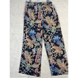 Emery Rose Paisley Wide Leg Palazzo Pants Multi Color Boho Lounge Size L